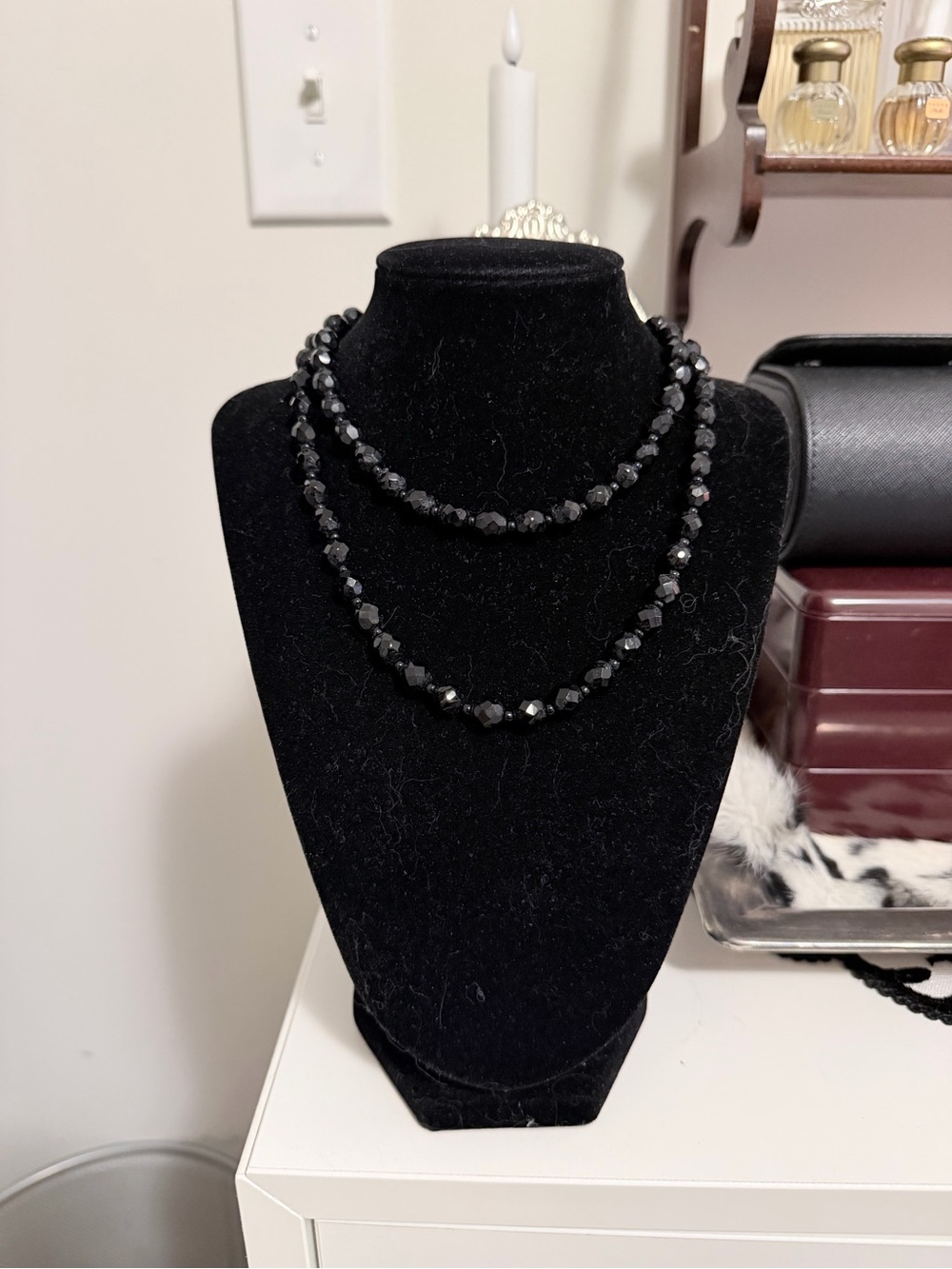 Classic Black Faceted Bead Necklace - Elegant Layered Style